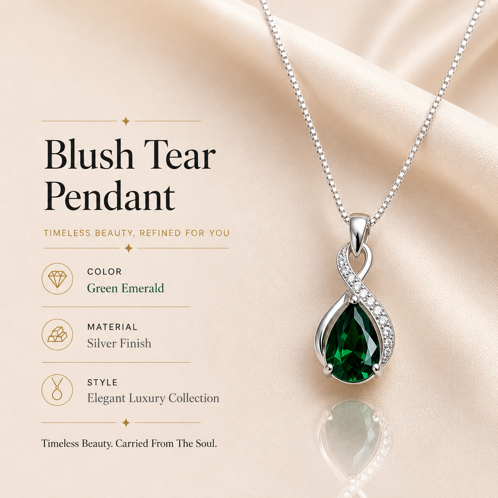 Emeralisse Green Crystal Pendant – Elegant Artificial Necklace, Harmony & Luxury Symbol