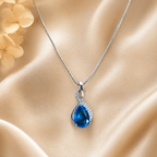 Aureline Blue Crystal Pendant – Elegant Teardrop Artificial Necklace, Luxury Fashion Symbol