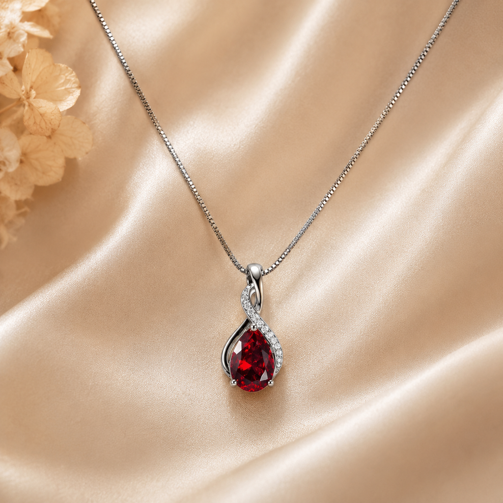 Rubelisse Red Crystal Pendant – Elegant Artificial Necklace, Passion & Luxury Symbol