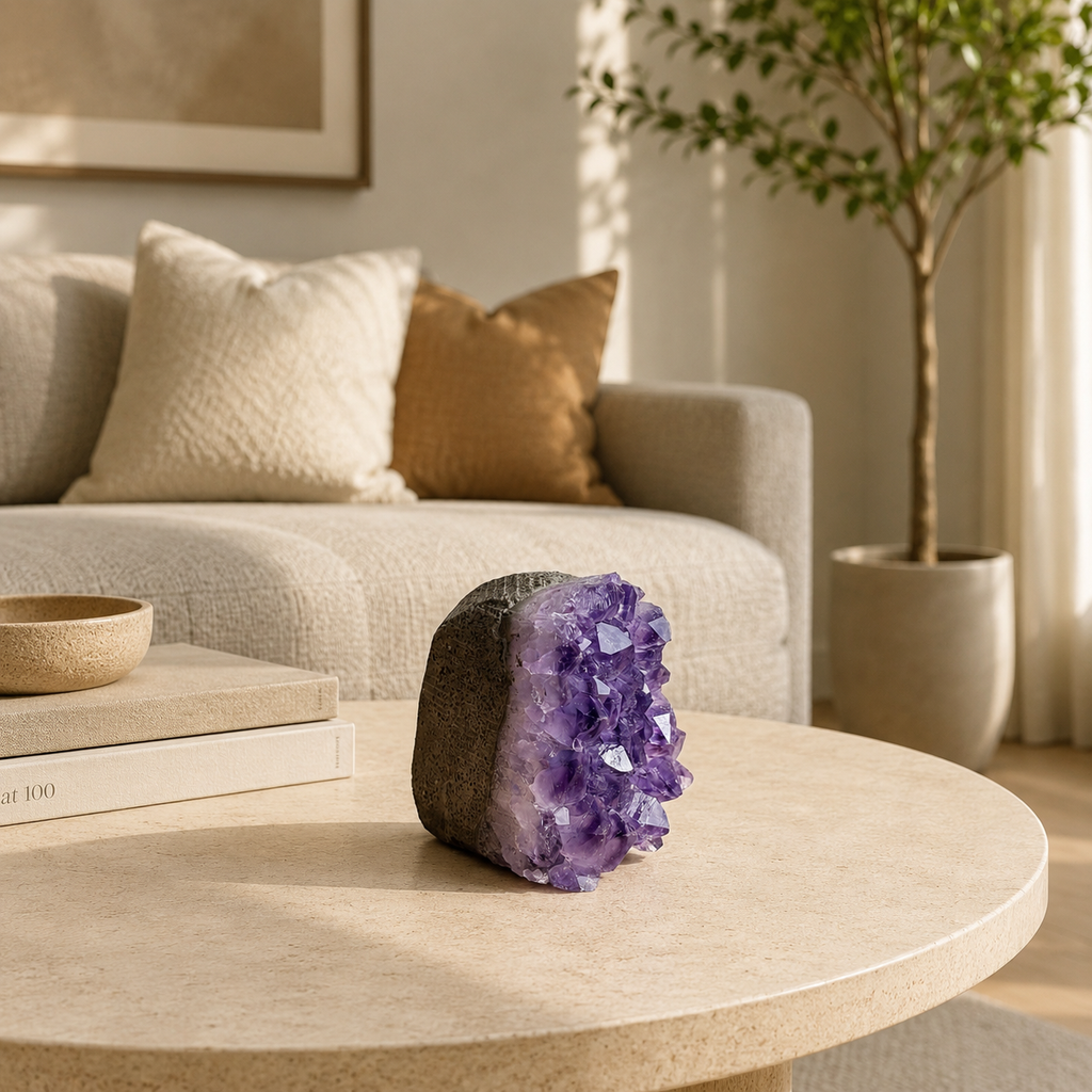 Violestra Amethyst Geode Décor – Crystal Serenity Stone, Harmony & Positivity Symbol (164 gm)