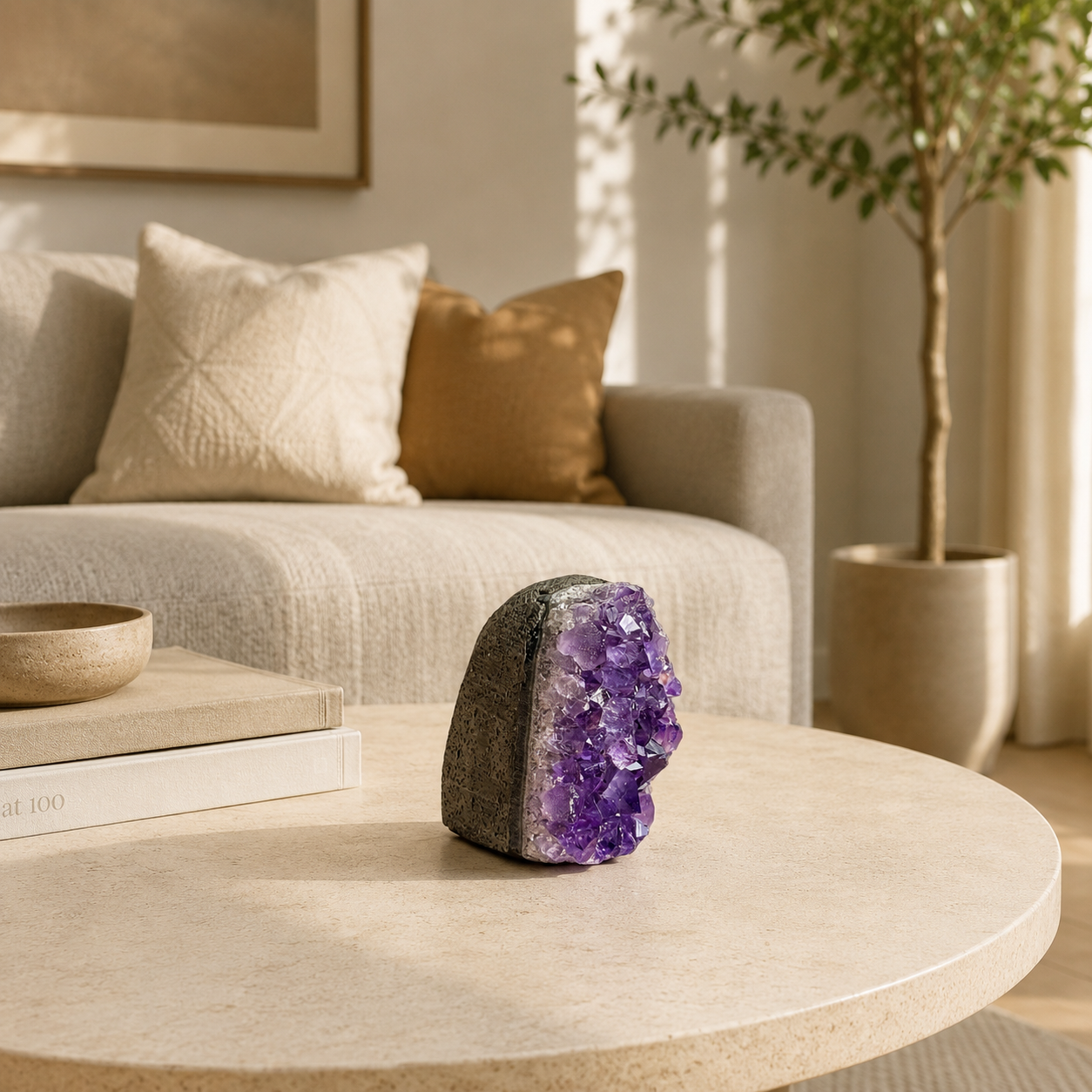 Auravelle Amethyst Geode Décor – Crystal Calm Stone, Positivity & Harmony Symbol (182 gm)