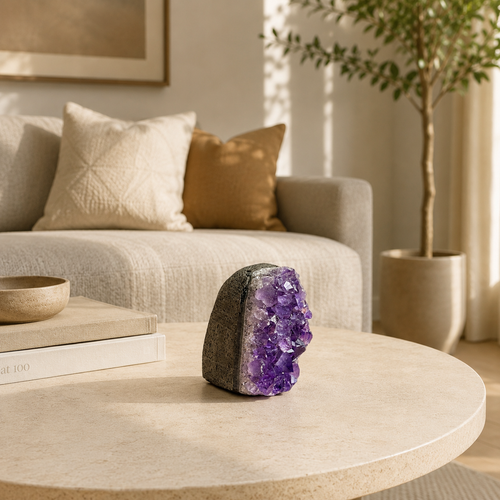 Auravelle Amethyst Geode Décor – Crystal Calm Stone, Positivity & Harmony Symbol (182 gm)