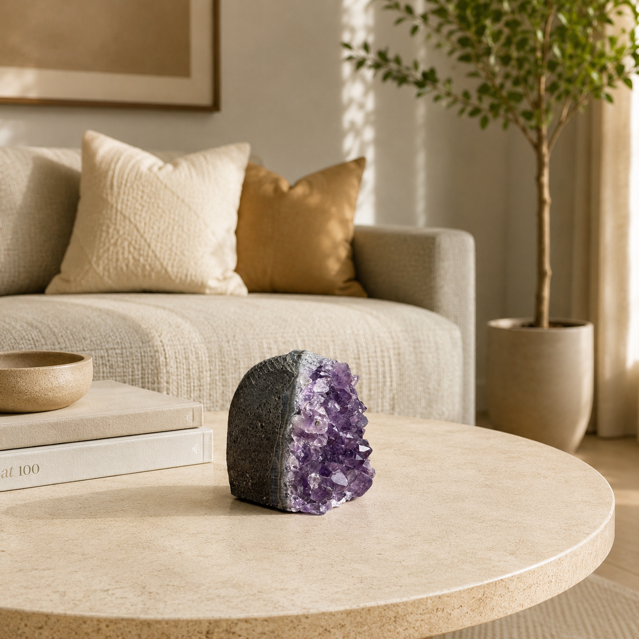 Serenith Amethyst Geode Décor – Crystal Tranquility Stone, Peace & Clarity Symbol (110 gm)