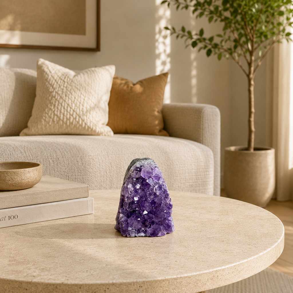 Serenith Amethyst Geode Décor – Crystal Tranquility Stone, Peace & Clarity Symbol (110 gm)