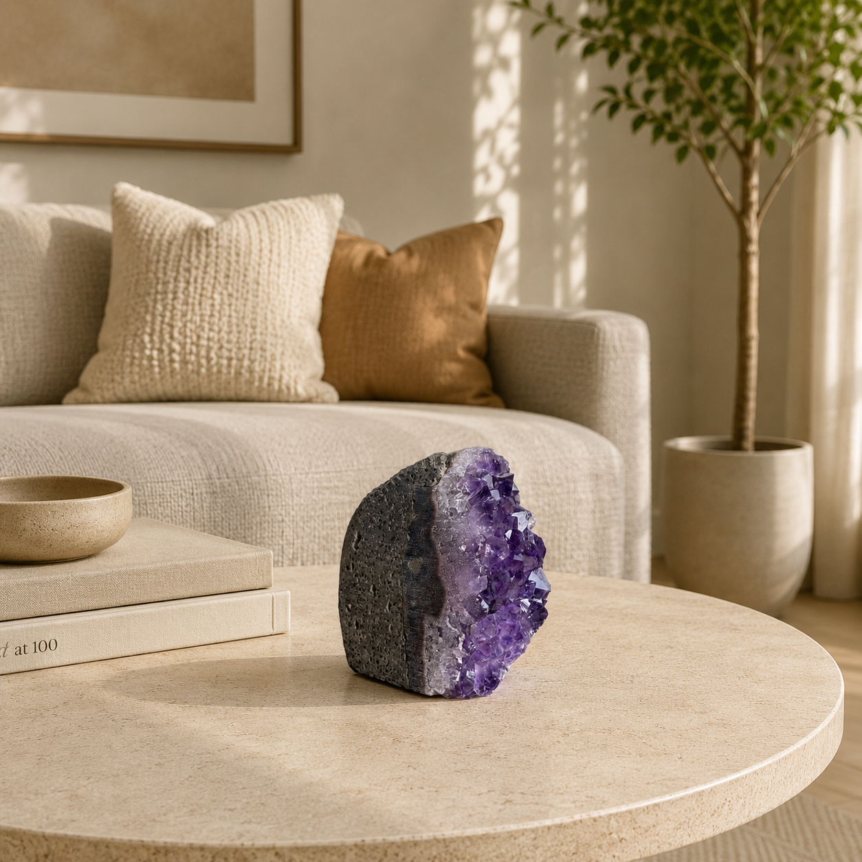 Velmora Amethyst Geode Décor – Crystal Serenity Stone, Peace & Harmony Symbol (108 gm)