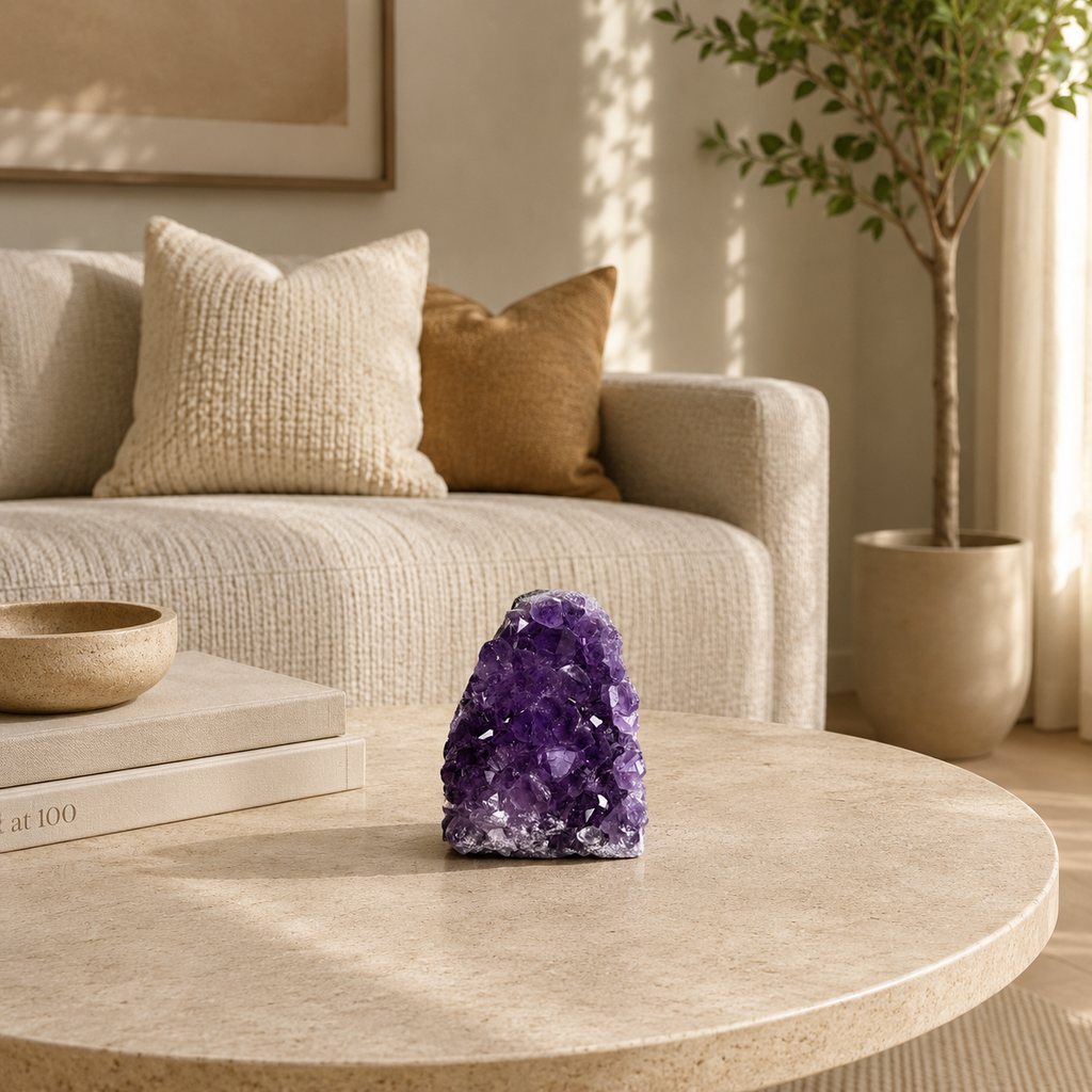 Velmora Amethyst Geode Décor – Crystal Serenity Stone, Peace & Harmony Symbol (108 gm)