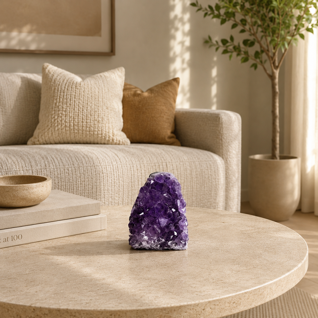 Velmora Amethyst Geode Décor – Crystal Serenity Stone, Peace & Harmony Symbol (108 gm)