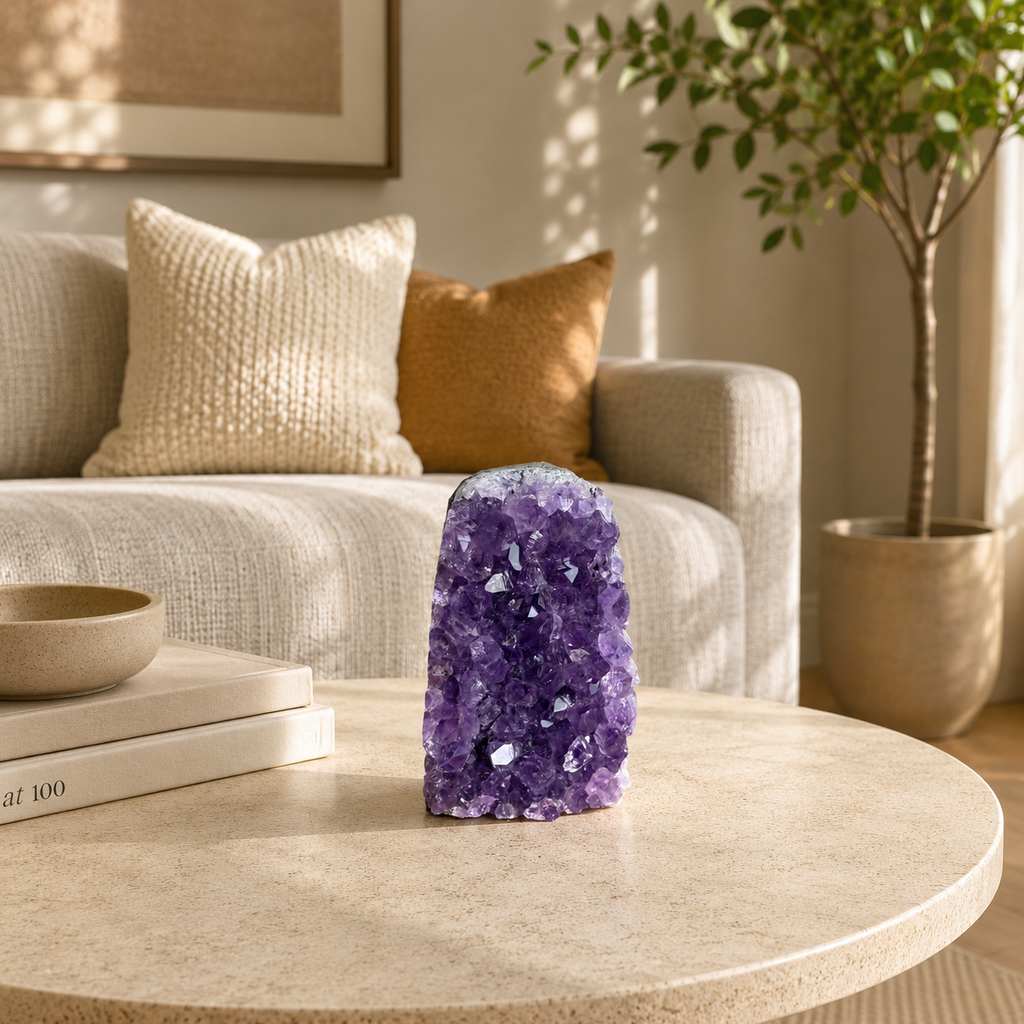 Amethera Amethyst Geode Décor – Crystal Harmony Stone, Calm & Positivity Symbol (170 gm)