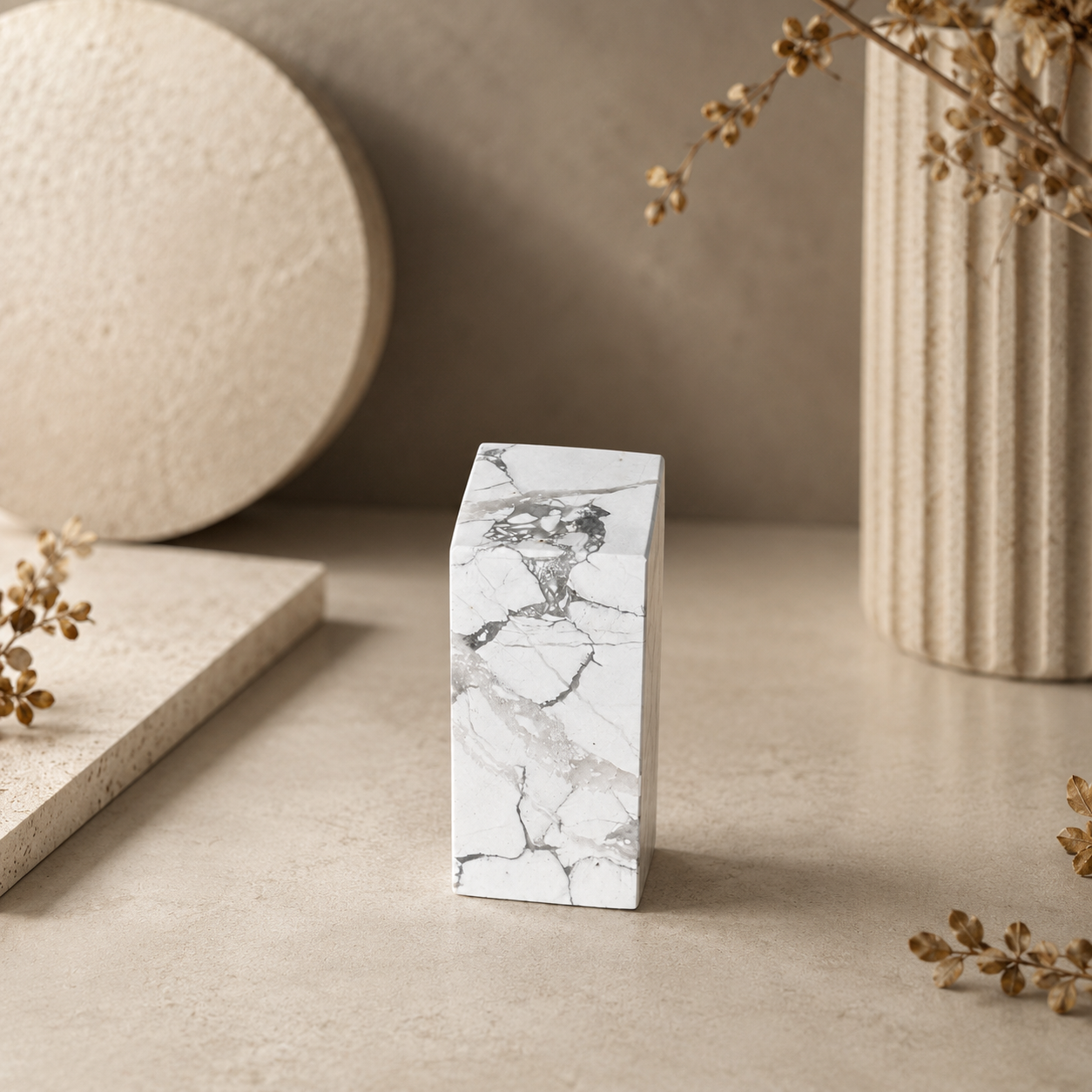 Velmora Amethyst Carving Block Décor – White Howlite Crystal Elegance, Calm & Clarity Symbol (140 gm)