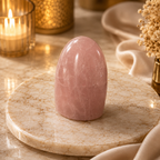 Roselume Rose Quartz Freeform Crystal Décor – Love & Harmony Symbol