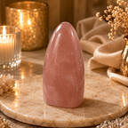 Roselume Rose Quartz Freeform Crystal Décor – Love & Harmony Symbol