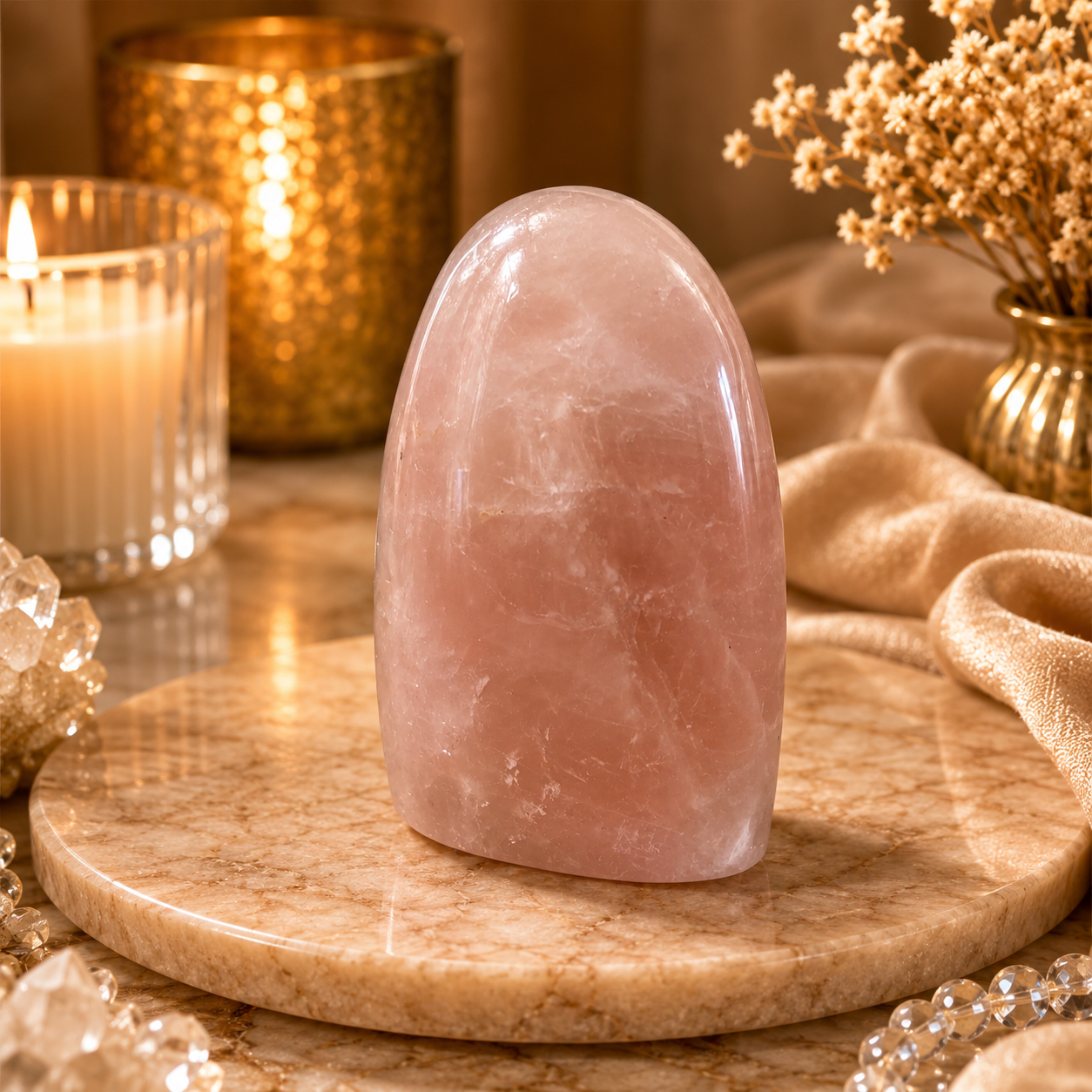 Roselume Rose Quartz Freeform Crystal Décor – Love & Tranquility Symbol