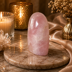 Roselune Rose Quartz Freeform Crystal Décor – Love & Tranquility Symbol