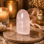 Roselume Rose Quartz Freeform Crystal Décor – Harmony & Love Symbol