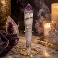 Amethoria Grand Chevron Amethyst Crystal Tower Décor – Clarity & Transformation Symbol