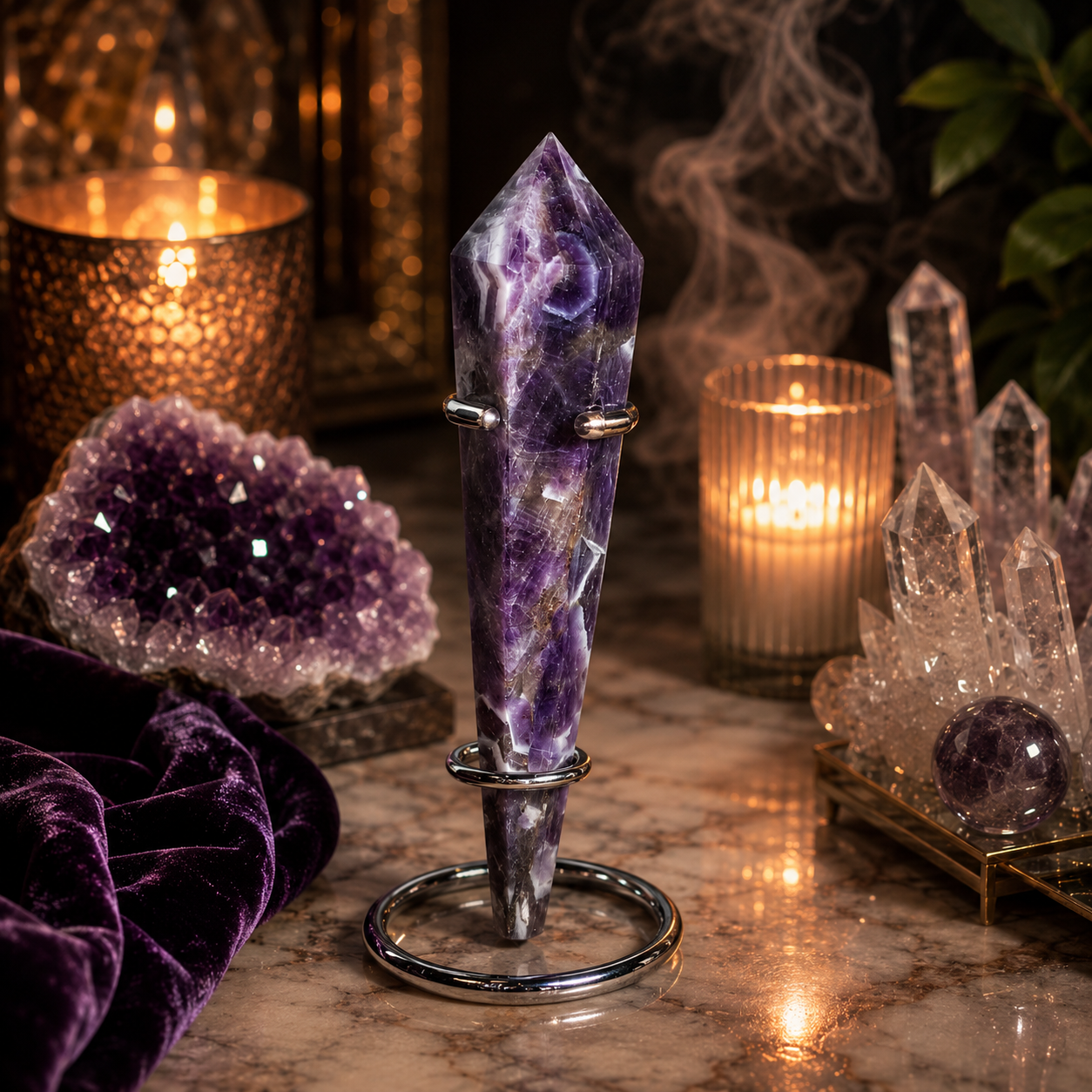 Amethoria Dream Amethyst Crystal Tower Décor – Peace & Intuition Symbol