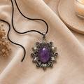 Amethyra Amethyst Crystal Pendant – Vintage Serenity Necklace, Calm & Protection Symbol 20 gm