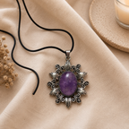 Amethyra Amethyst Crystal Pendant – Vintage Serenity Necklace, Calm & Protection Symbol 20 gm