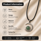 Lunavelle Green Aventurine Moon Pendant – Celestial Harmony Necklace, Luck & Prosperity Symbol 20 gm