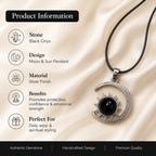 Noctelune Black Onyx Moon Pendant – Celestial Protection Necklace, Strength & Grounding Symbol 20 gm