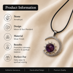 Celestira Amethyst Moon Pendant – Celestial Harmony Necklace, Peace & Intuition Symbol 18 gm
