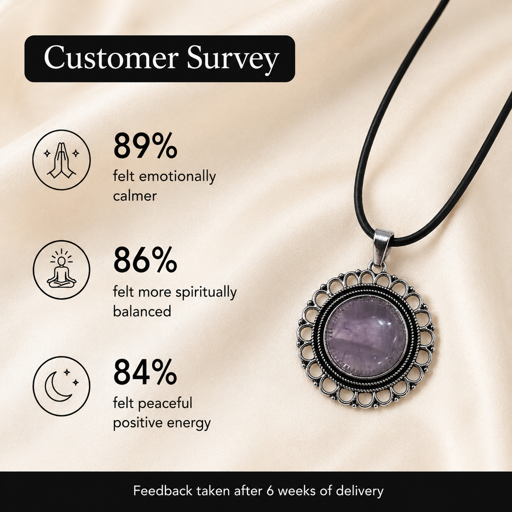 Lavendria Amethyst Crystal Pendant – Vintage Harmony Necklace, Calm & Clarity Symbol 20 gm