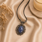 Nordelune Sodalite Crystal Pendant – Vintage Deer Spirit Necklace, Wisdom & Calm Symbol 25 gm