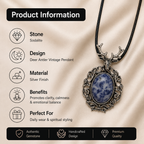 Nordelune Sodalite Crystal Pendant – Vintage Deer Spirit Necklace, Wisdom & Calm Symbol 25 gm