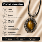 Solvaris Tiger Eye Crystal Pendant – Vintage Deer Spirit Necklace, Confidence & Protection Symbol 20 gm