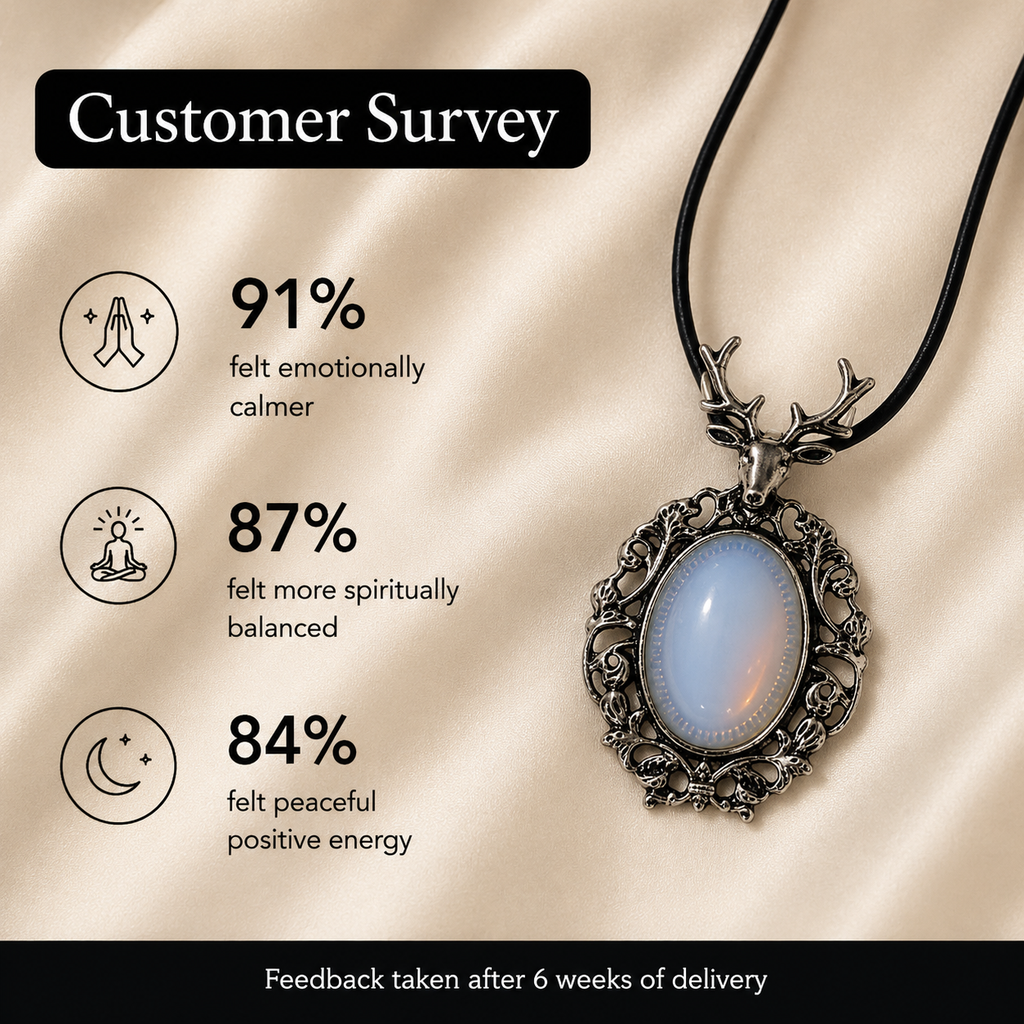 Lunavelle Opalite Crystal Pendant – Vintage Deer Spirit Necklace, Serenity & Intuition Symbol 20 gm