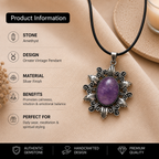 Amethyra Amethyst Crystal Pendant – Vintage Serenity Necklace, Calm & Protection Symbol 20 gm