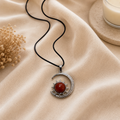 Solunara Red Jasper Moon Pendant – Celestial Vitality Necklace, Strength & Stability Symbol 20 gm