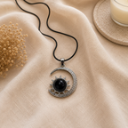 Noctelune Black Onyx Moon Pendant – Celestial Protection Necklace, Strength & Grounding Symbol 20 gm