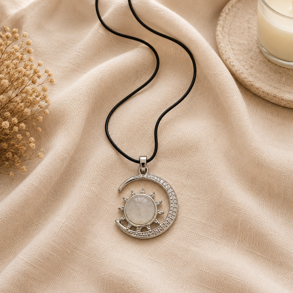 Lunavelle Moonstone Moon Pendant – Celestial Glow Necklace, Intuition & Serenity Symbol 20 gm