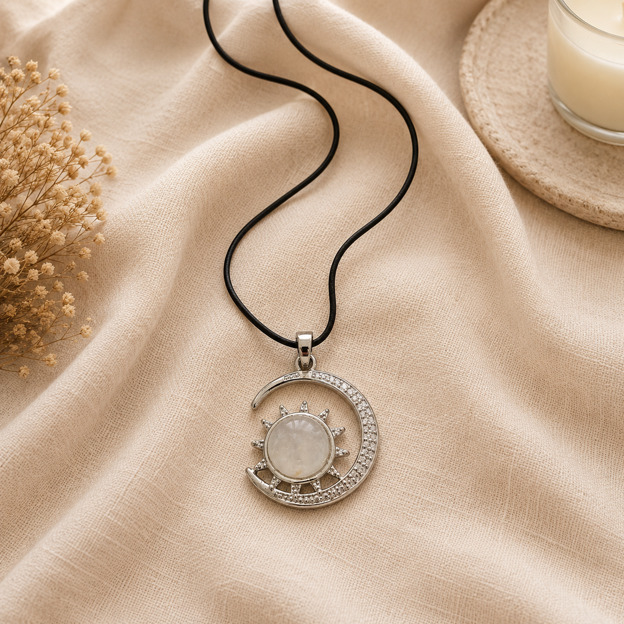 Lunavelle Moonstone Moon Pendant – Celestial Glow Necklace, Intuition & Serenity Symbol 20 gm
