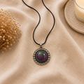 Rubelith Zoisite Crystal Pendant – Vintage Harmony Necklace, Growth & Passion Symbol 20 gm