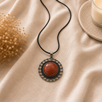 Terralux Red Jasper Crystal Pendant – Vintage Harmony Necklace, Strength & Grounding Symbol 20 gm