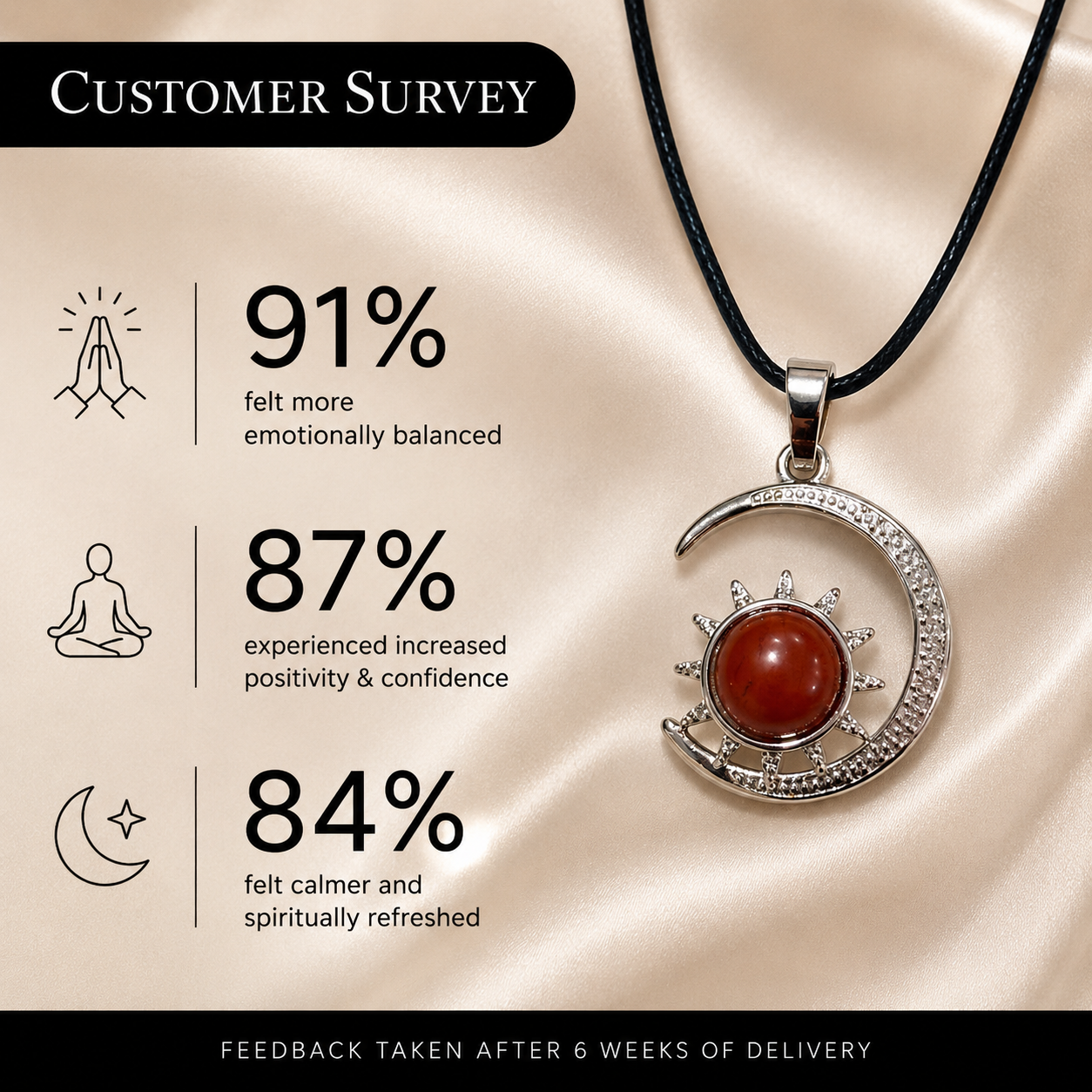 Solunara Red Jasper Moon Pendant – Celestial Vitality Necklace, Strength & Stability Symbol 20 gm