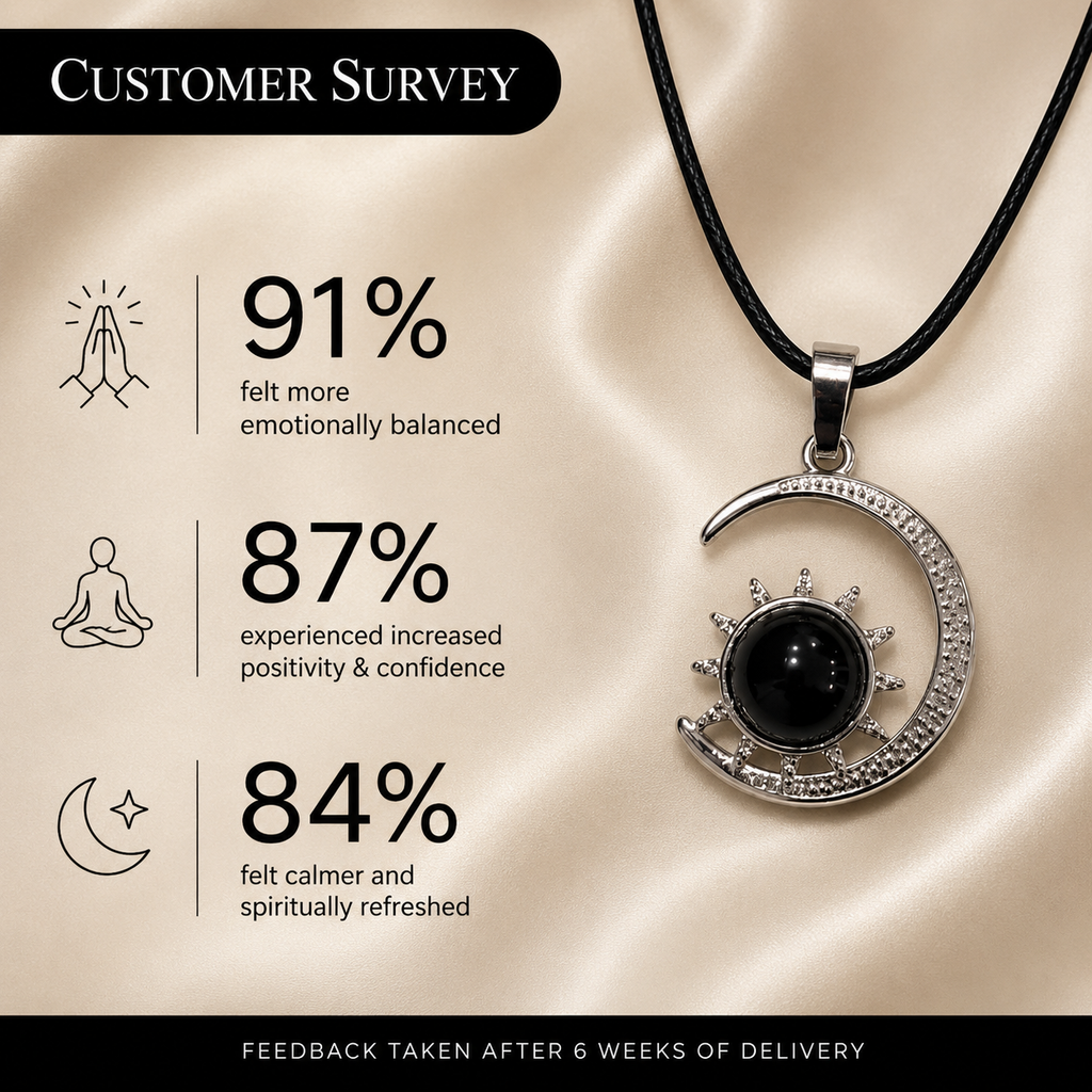 Noctelune Black Onyx Moon Pendant – Celestial Protection Necklace, Strength & Grounding Symbol 20 gm