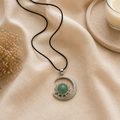 Lunavelle Green Aventurine Moon Pendant – Celestial Harmony Necklace, Luck & Prosperity Symbol 20 gm