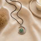 Lunavelle Green Aventurine Moon Pendant – Celestial Harmony Necklace, Luck & Prosperity Symbol 20 gm